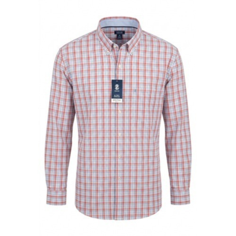 IZOD Shirt Mens 2XLT Mauveglow Plaid Long Sleeve Button Down Stretch Big Tall